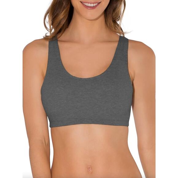 Fruit Of The Loom Sports Bra Tank Crop Dark Gray Size 34 Lounge Casual Workout - Picture 1 of 8